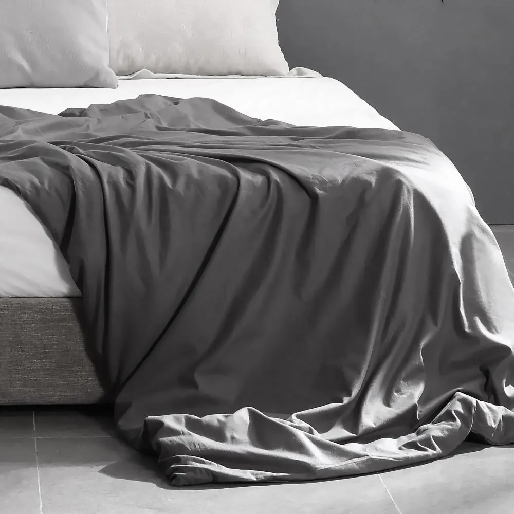 198x122cm Cotton Anti Anxiety Weighted Blanket Cover Protector Grey