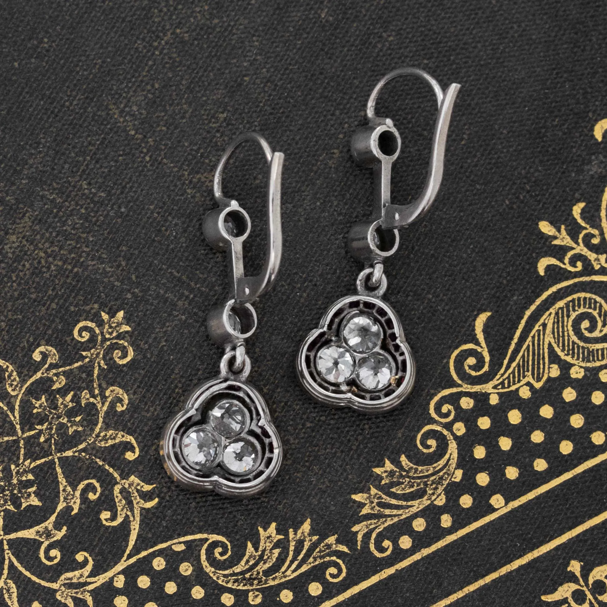 2.01ctw Old European Cut Diamond & Ruby Drop Earrings