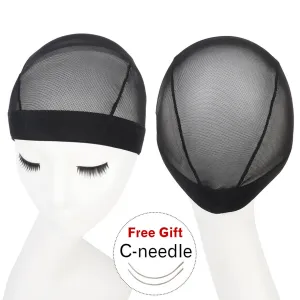 5pcs/Lot Black Mesh Dome Wig Cap Elastic Nylon Breathable Net Caps for wig making Women and Men