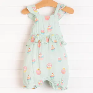 Angel Dear Cupcake Muslin Ruffle Shortie Romper, Mint