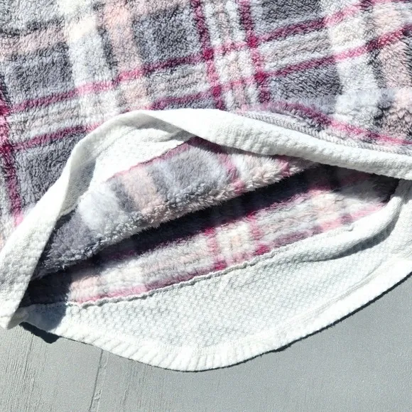 Aqua Women's Ivory Plaid Cozy Hoodie &amp; Thermal Pants Lounge Set Size XL