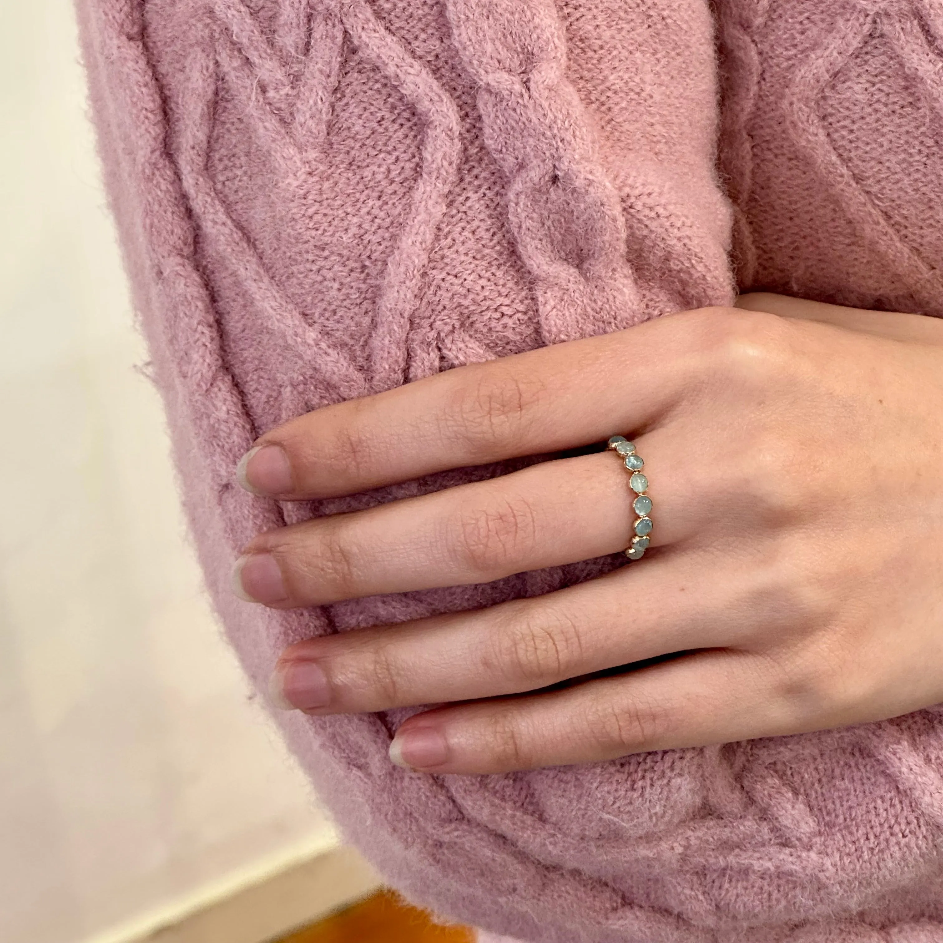 Aquamarine Cabochon Bezel Ring