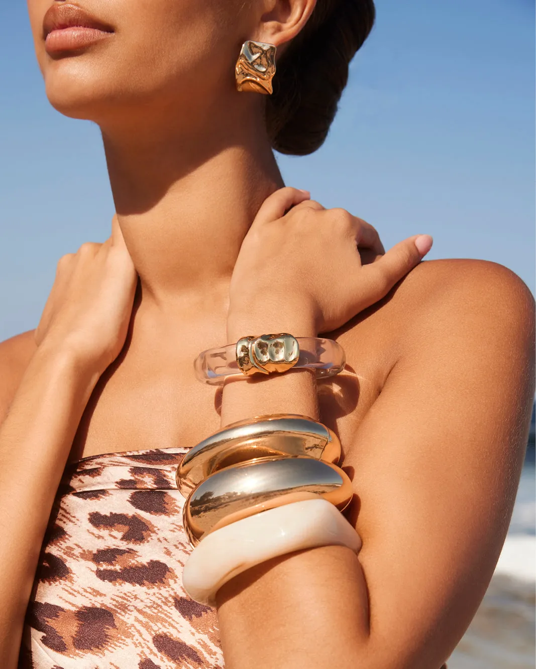 ARIAH BANGLE - CLEAR-GOLD PLATED 18K