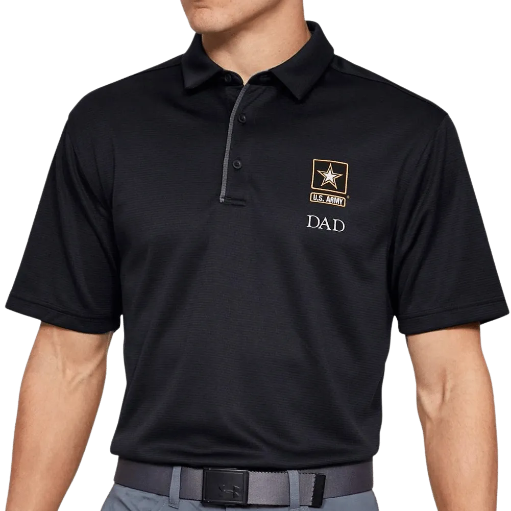 Army Star Dad Under Armour Tech Polo (Black)