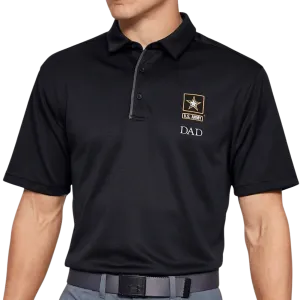 Army Star Dad Under Armour Tech Polo (Black)