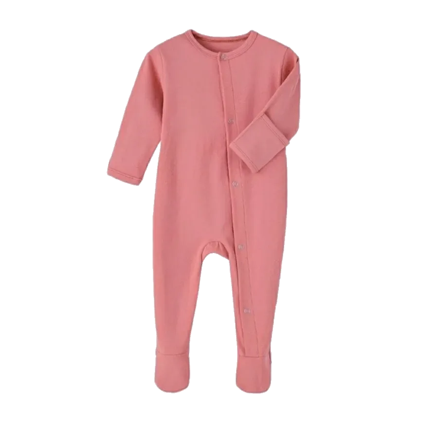 Baby Girl Peach Ribbed Footed Romper One-Piece