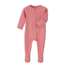 Baby Girl Peach Ribbed Footed Romper One-Piece