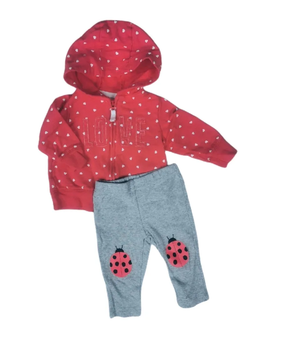 BABY GIRL SIZE 3 MONTHS - CARTER'S, 2 Piece Matching Fall Outfit LIKE NEW B21