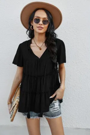 Black Frayed Top