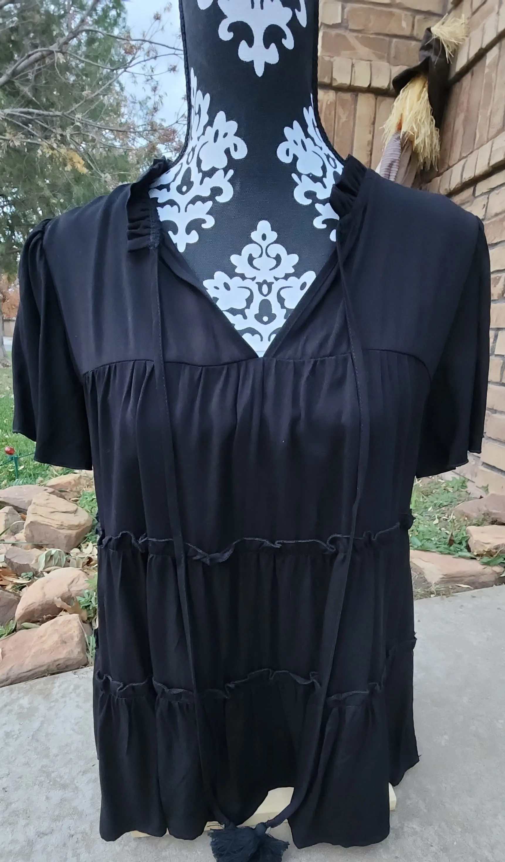 Black Frayed Top