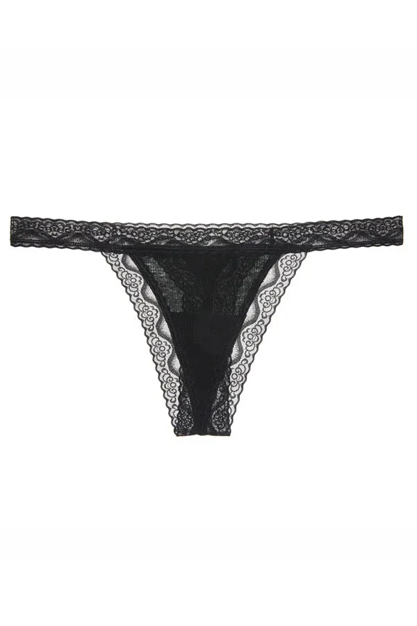 Black Lace and Ribbed Thong