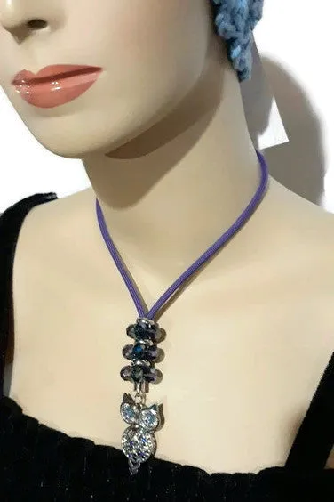 Boho chic, owl pendant, purple paracord necklace, The purple owl necklace