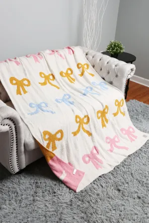 Bow Print Cozy Throw Blanket