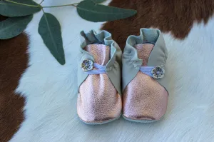 Button Bootie - Rose Gold & Cream