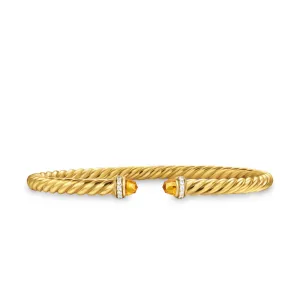 Cablespira Flex® Bracelet in 18K Yellow Gold with Citrine and Diamonds, 4mm