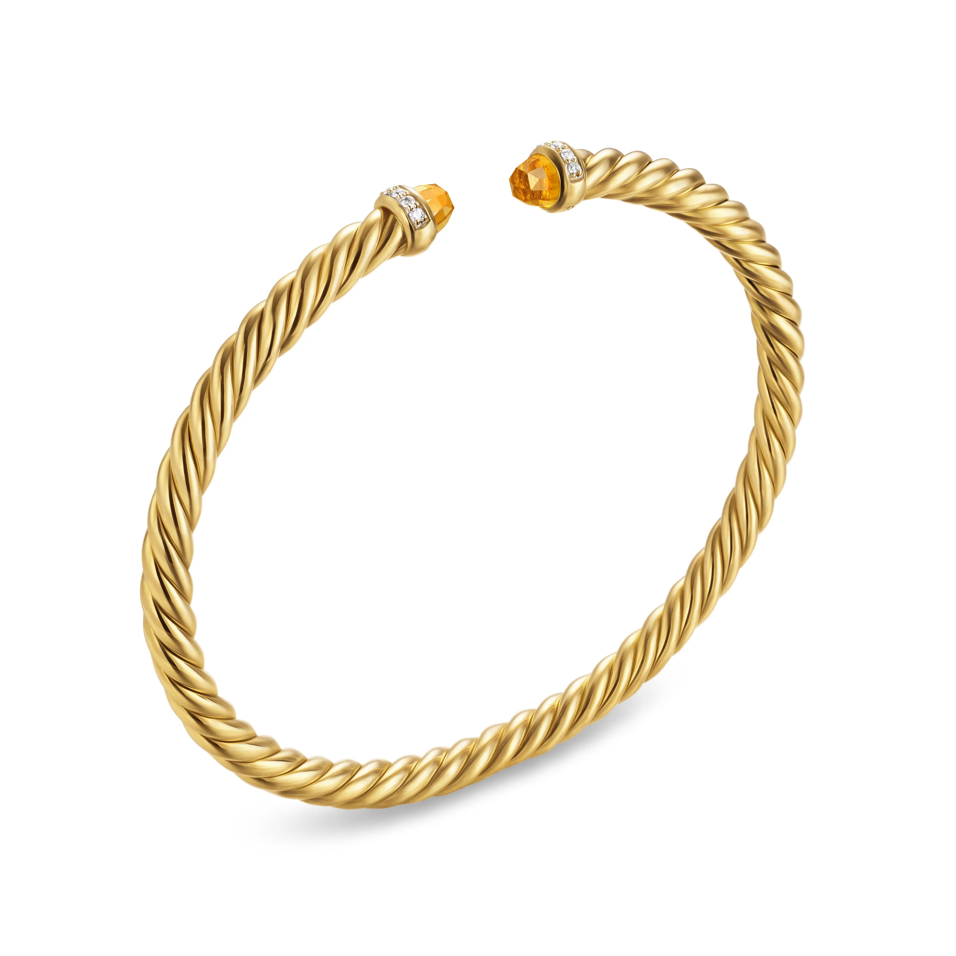 Cablespira Flex® Bracelet in 18K Yellow Gold with Citrine and Diamonds, 4mm