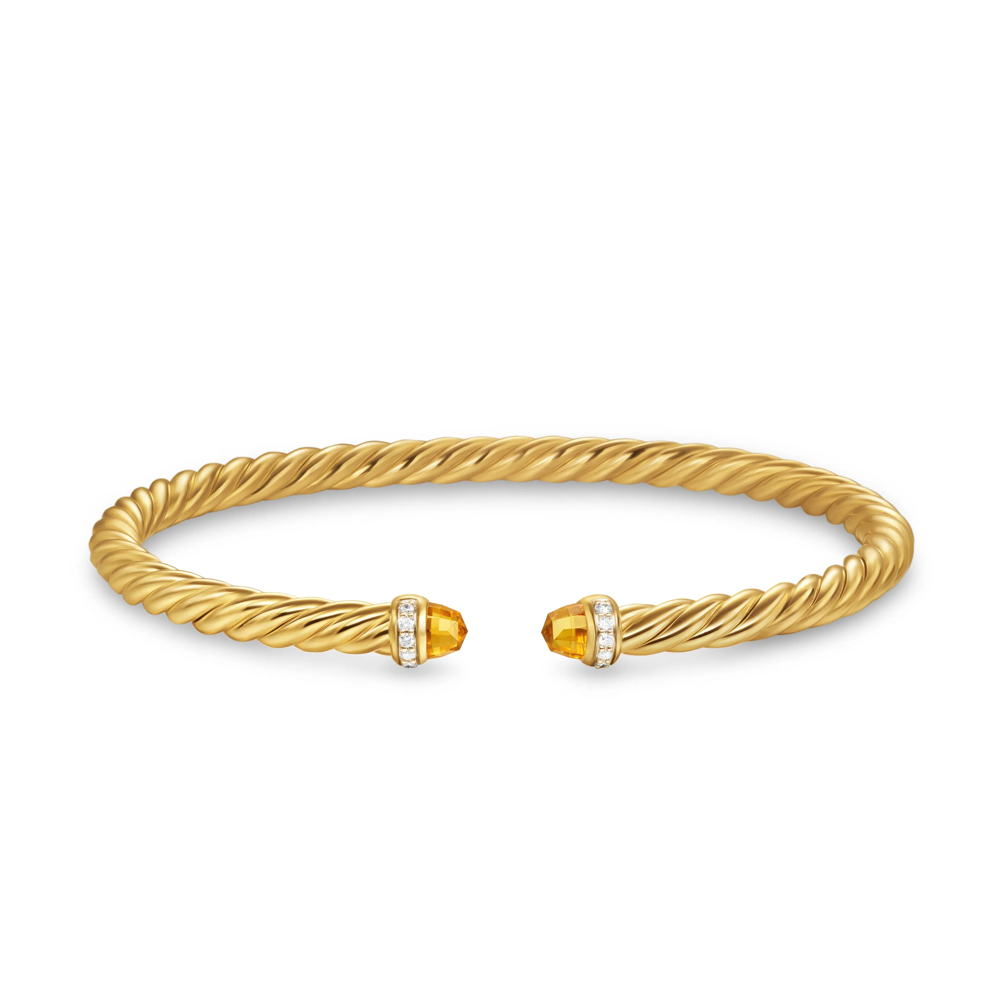 Cablespira Flex® Bracelet in 18K Yellow Gold with Citrine and Diamonds, 4mm