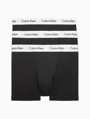 Calvin Klein Mens Black Cotton Stretch 3PK Trunks