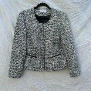 Calvin Klein Tweed Black and White Zip Up Jacket Size 14