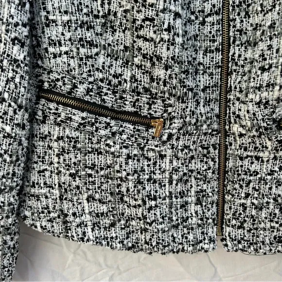 Calvin Klein Tweed Black and White Zip Up Jacket Size 14