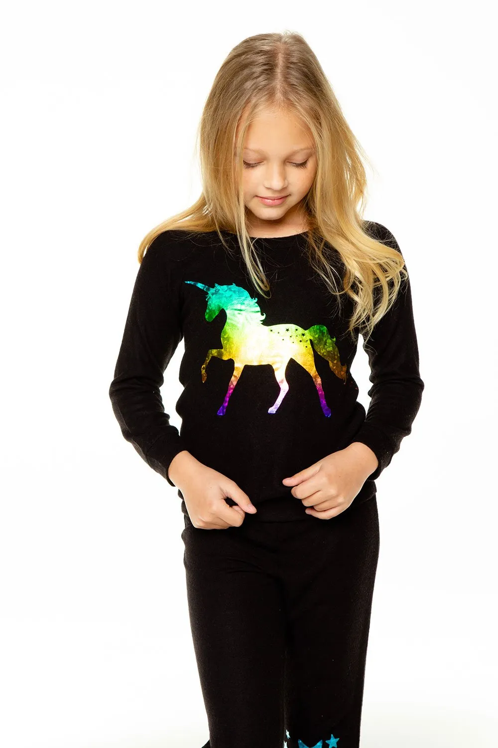Chaser Unicorn Star Knit Raglan Pullover