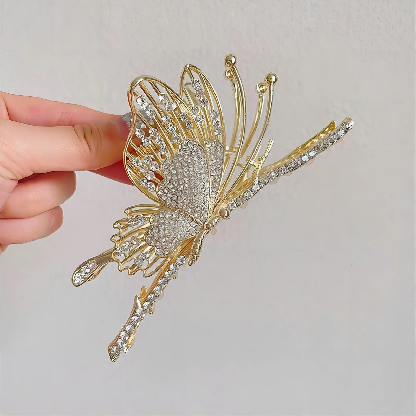 Chic CZ Inlaid Butterfly Chignon Claw Clip Hair Clip