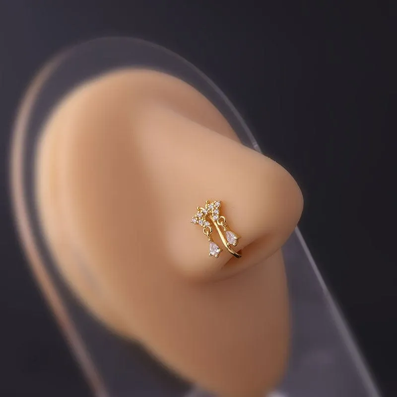 Chic Rhinestone Inlaid Non Piercing Nose Cuff Nose Ring