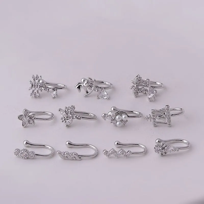 Chic Rhinestone Inlaid Non Piercing Nose Cuff Nose Ring