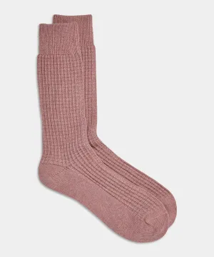 Cotton Waffle Sock in Dusty Rose