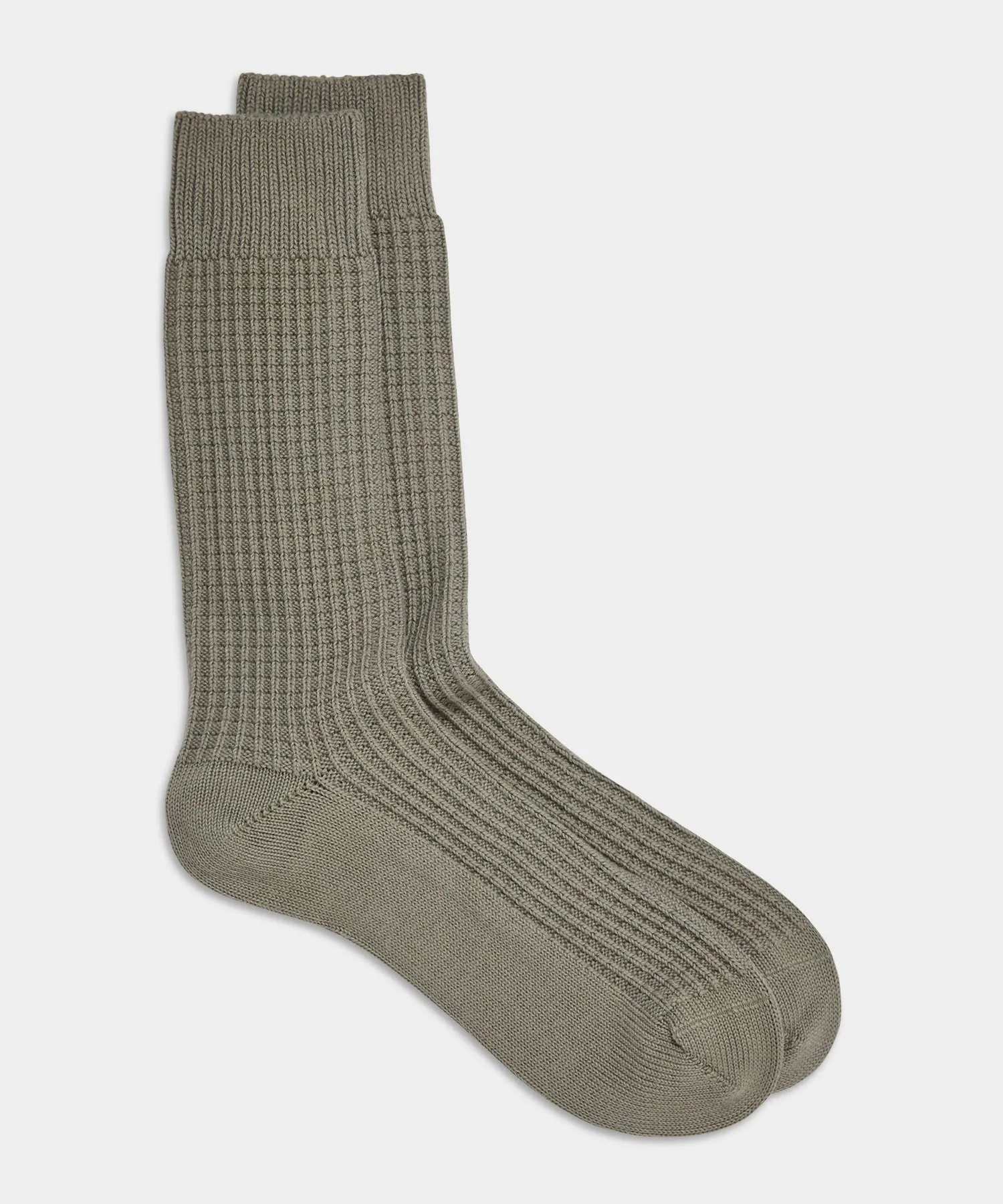 Cotton Waffle Sock in Green Smoke