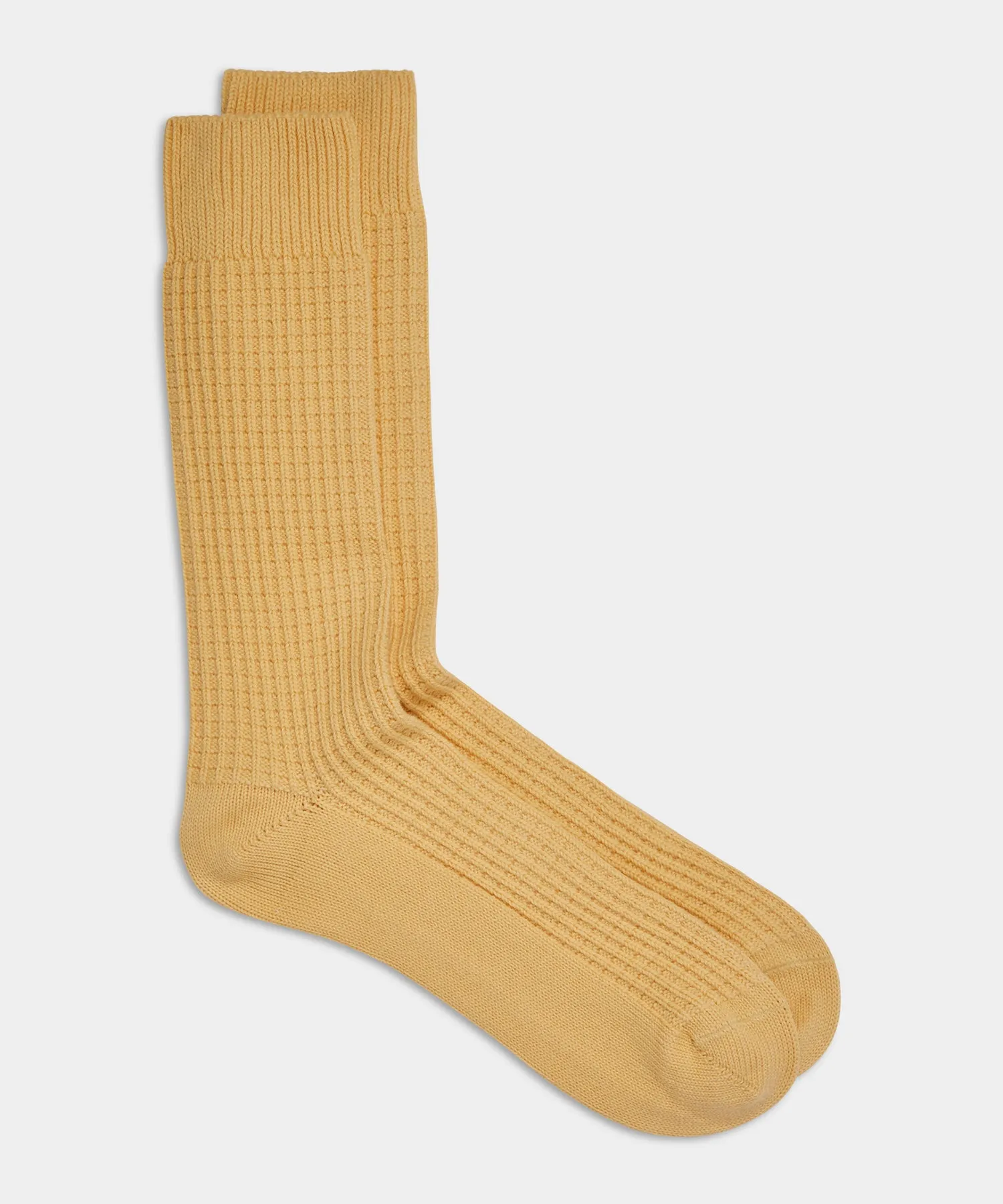 Cotton Waffle Sock in Pale Yellow