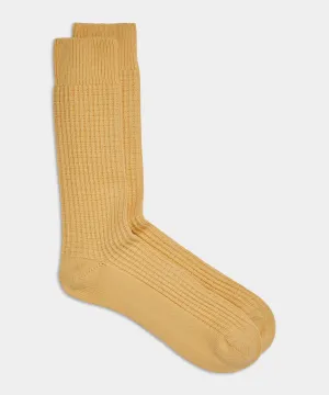 Cotton Waffle Sock in Pale Yellow