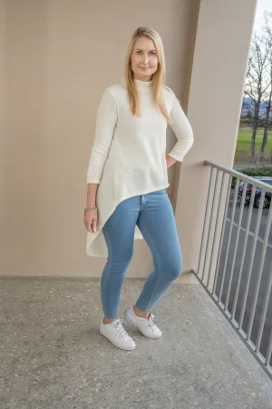 Cream Waffle Knit Georgina Long Back Top