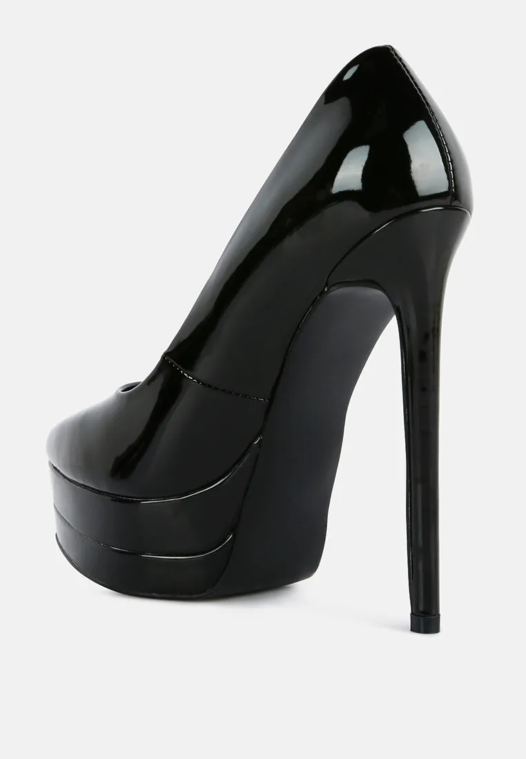 Cuddles Patent Faux Leather Platform Stiletto Pumps By Ruw