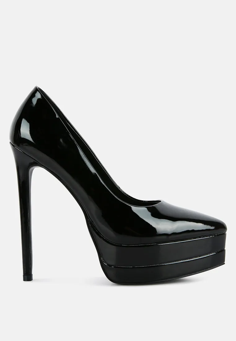 Cuddles Patent Faux Leather Platform Stiletto Pumps By Ruw