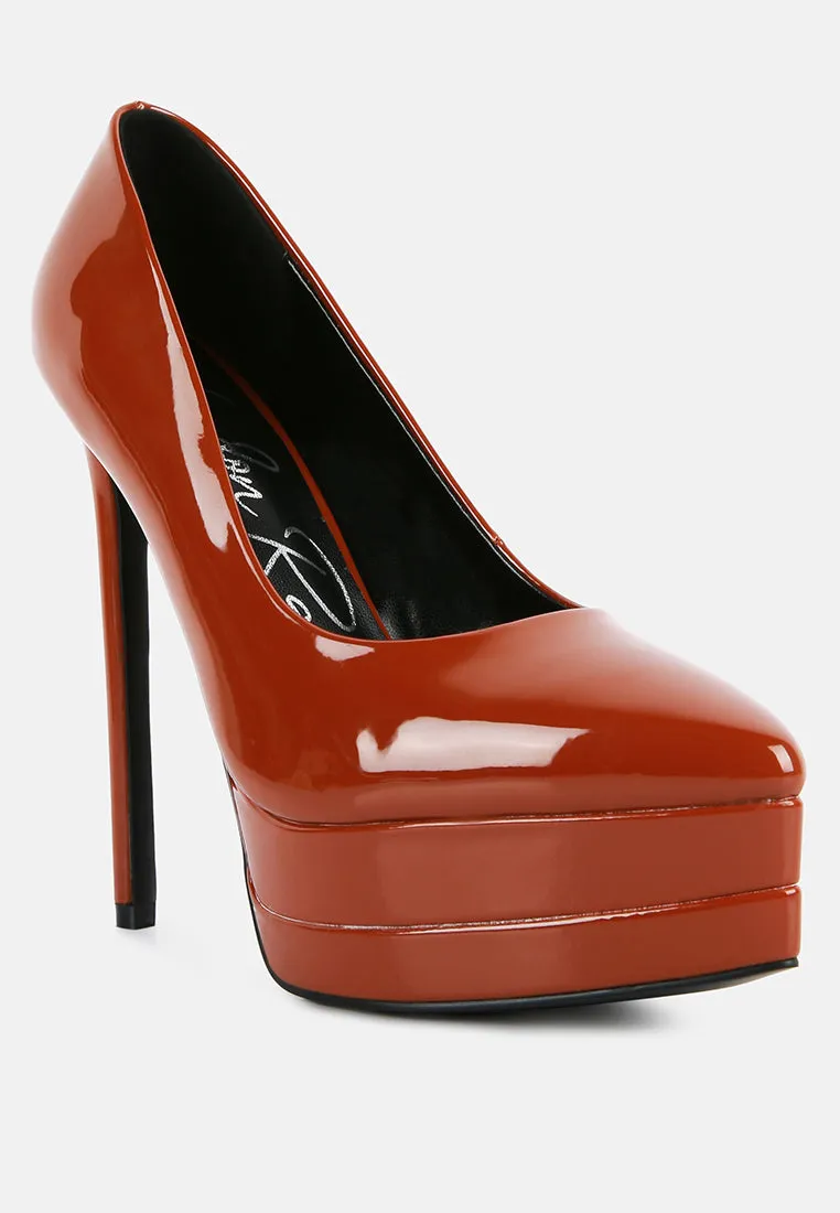 Cuddles Patent Faux Leather Platform Stiletto Pumps By Ruw
