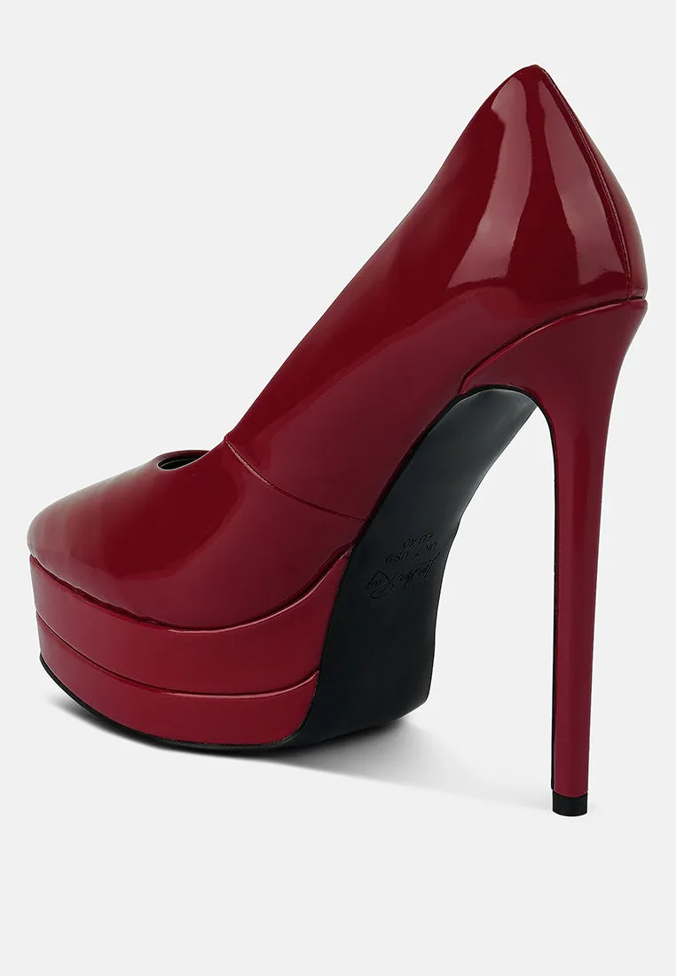 Cuddles Patent Faux Leather Platform Stiletto Pumps By Ruw