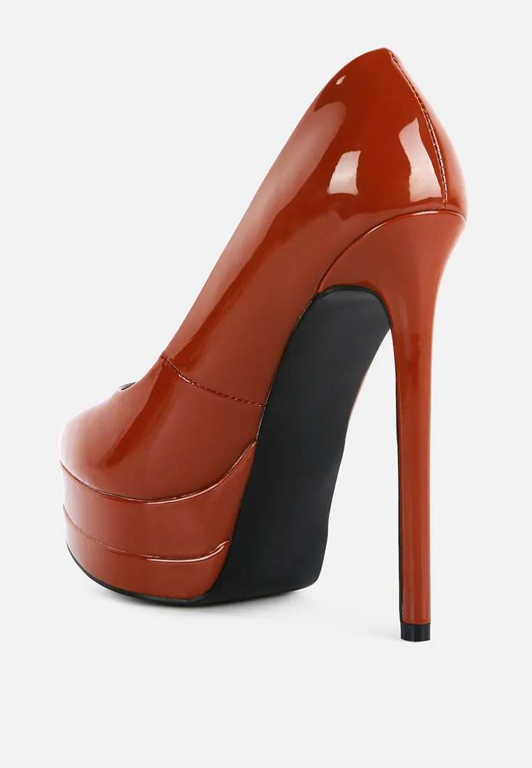 Cuddles Patent Faux Leather Platform Stiletto Pumps By Ruw