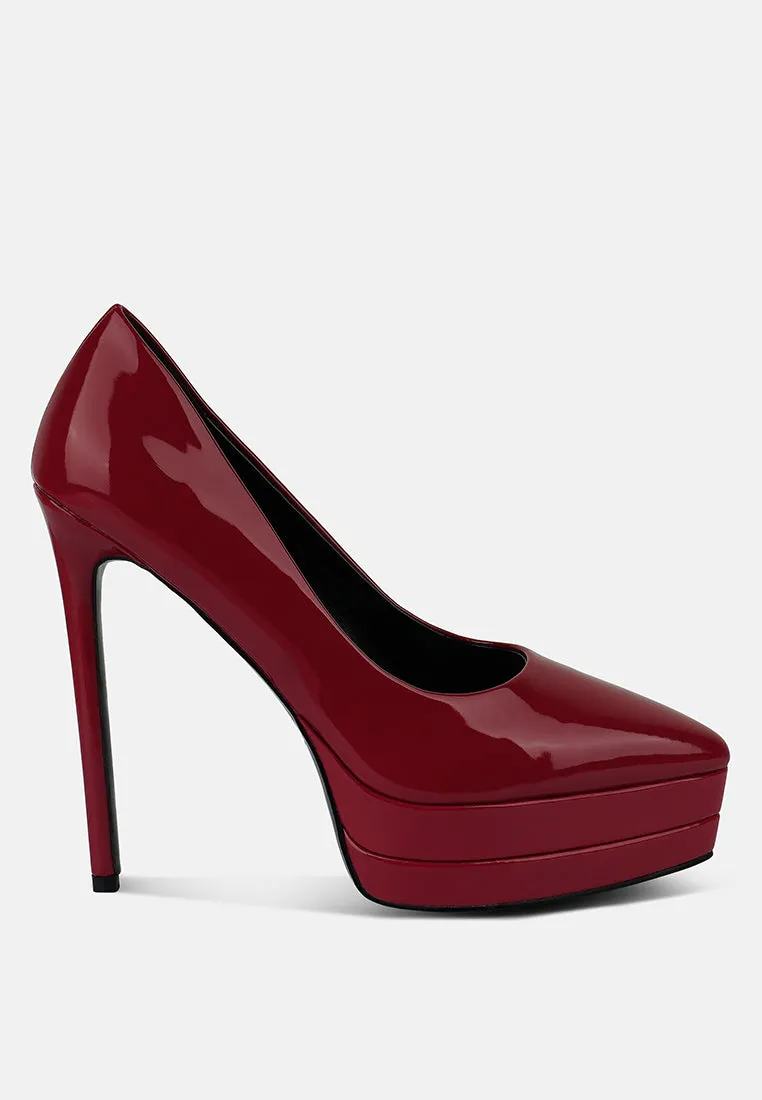 Cuddles Patent Faux Leather Platform Stiletto Pumps By Ruw