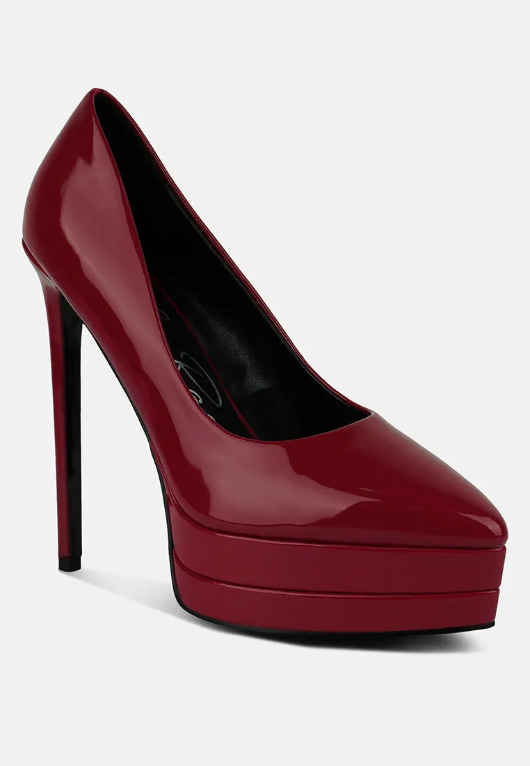 Cuddles Patent Faux Leather Platform Stiletto Pumps By Ruw