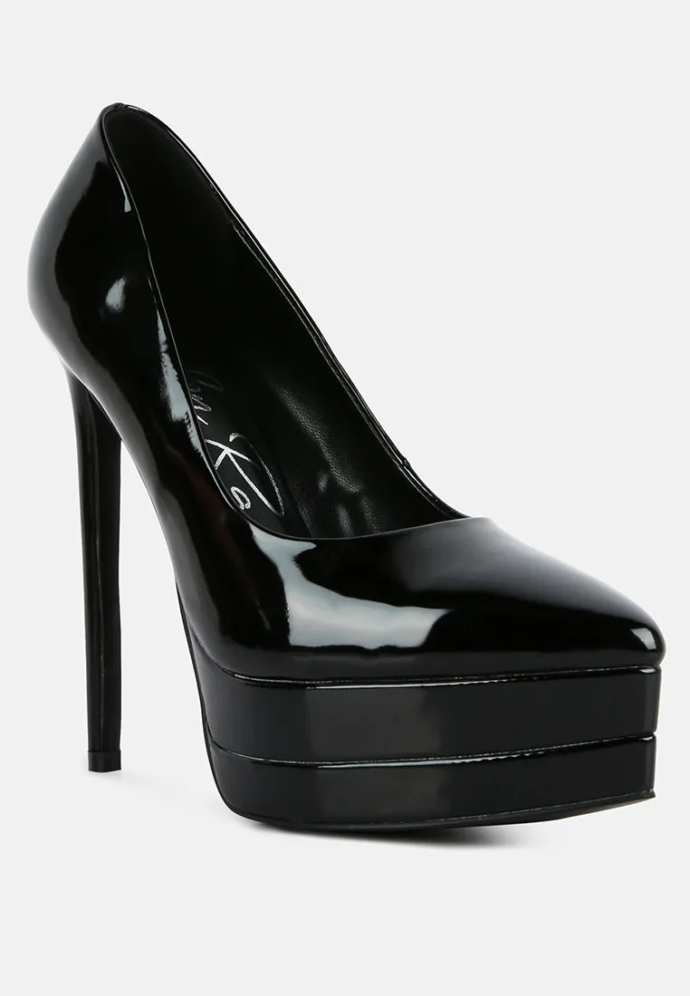 Cuddles Patent Faux Leather Platform Stiletto Pumps By Ruw
