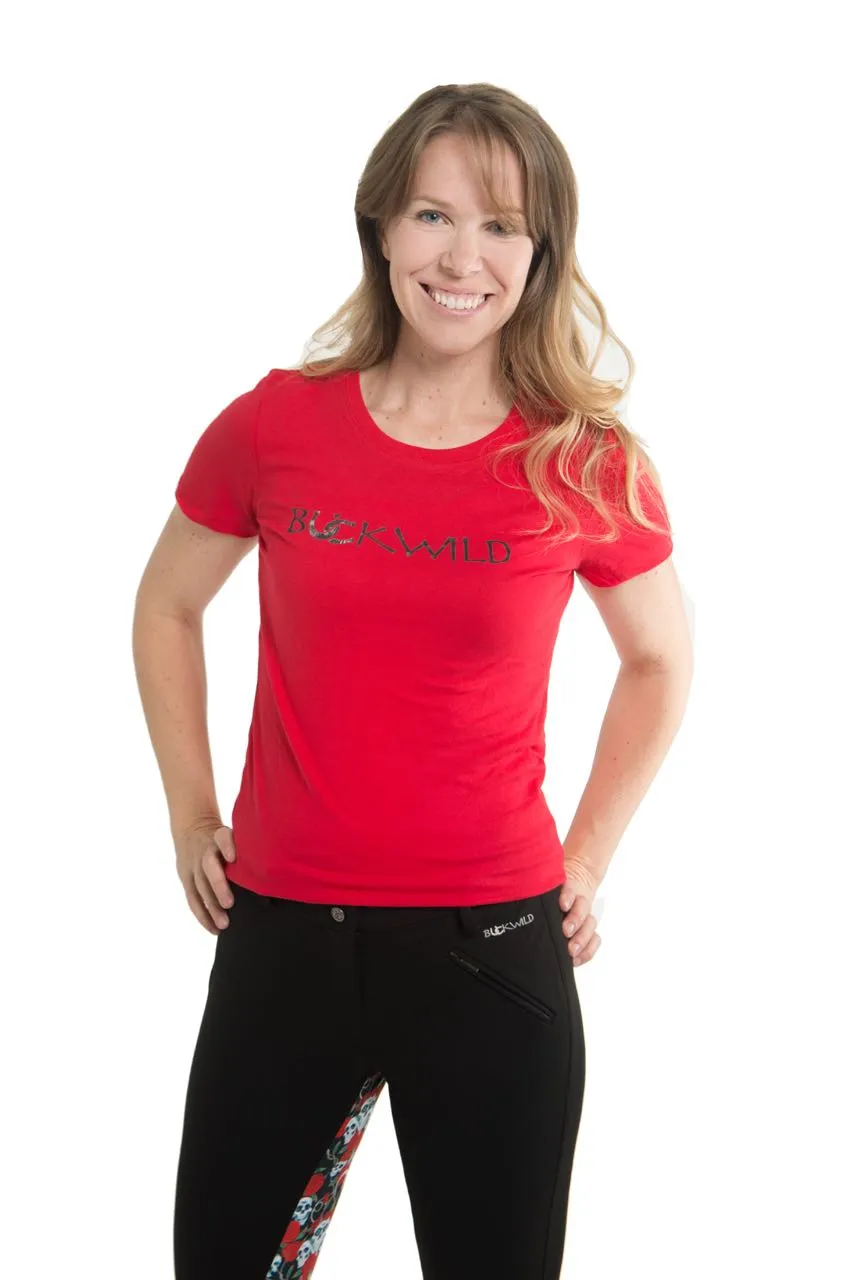 Curvy Mare | High-Waist Breech | Black   Skulls Roses | Side Phone Pocket
