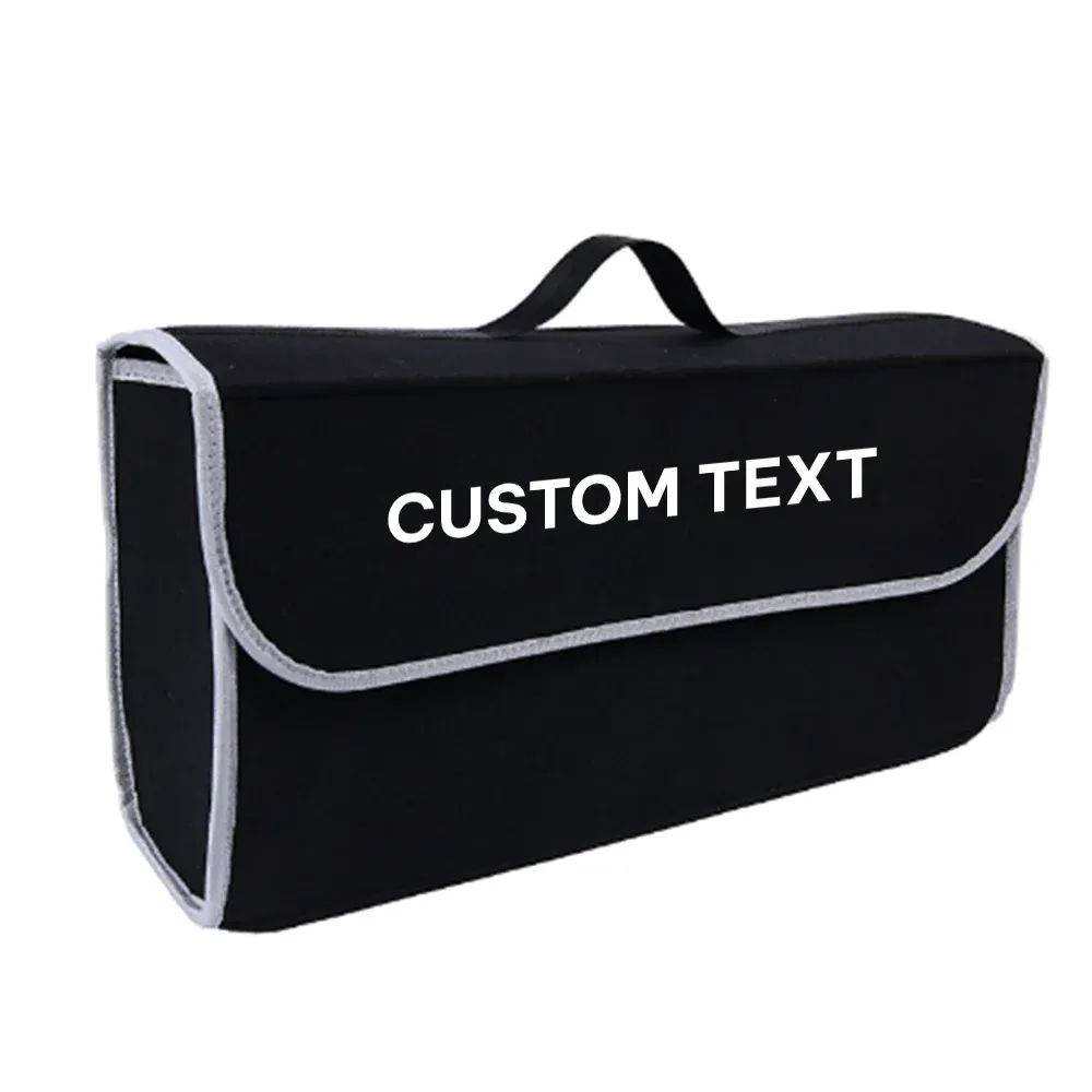 Custom Text For Soft Felt Car Bag Organizer, Compatible with All Cars, Folding Car Storage Box Non Slip Fireproof Car Trunk Organizer HA12990