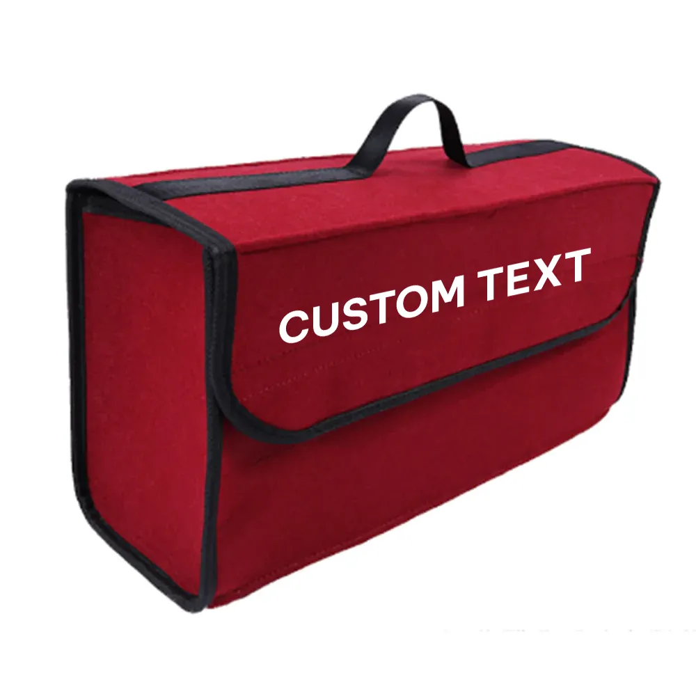 Custom Text For Soft Felt Car Bag Organizer, Compatible with All Cars, Folding Car Storage Box Non Slip Fireproof Car Trunk Organizer HA12990