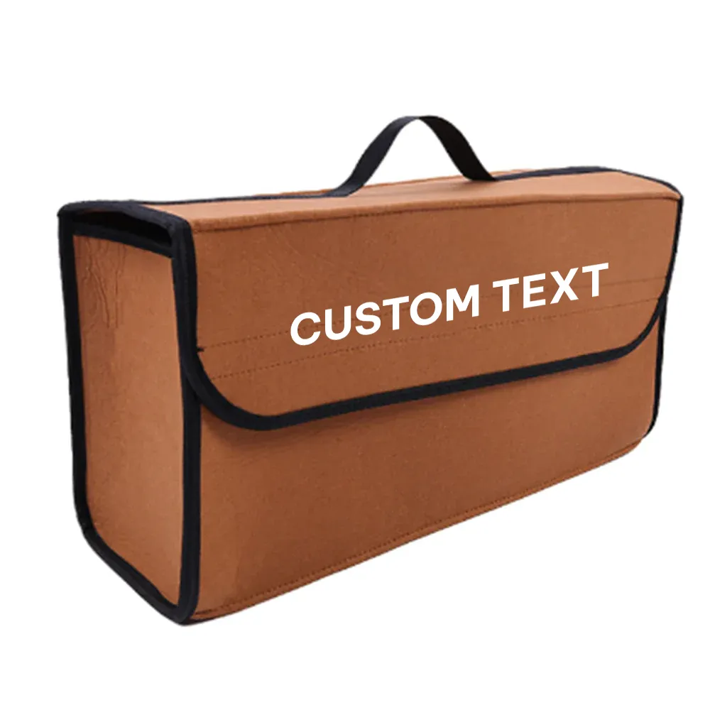 Custom Text For Soft Felt Car Bag Organizer, Compatible with All Cars, Folding Car Storage Box Non Slip Fireproof Car Trunk Organizer HA12990