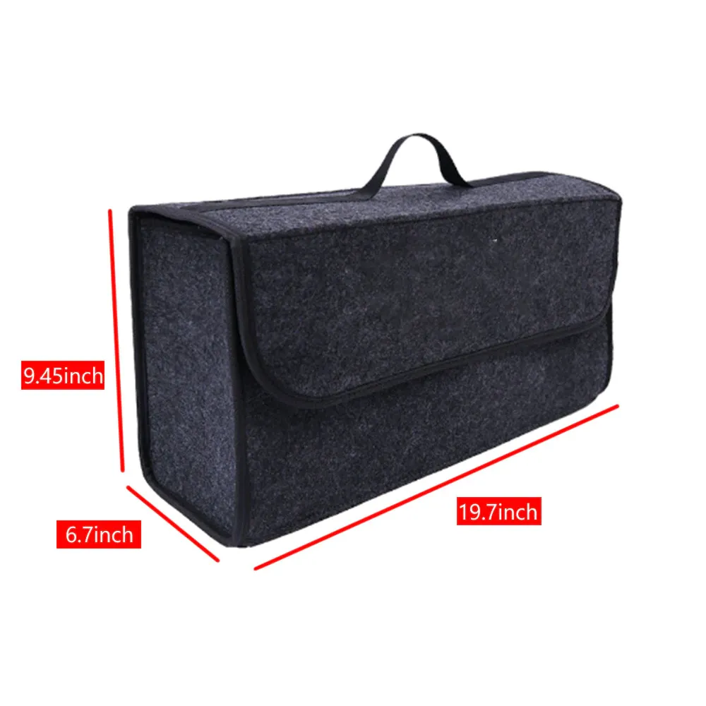 Custom Text For Soft Felt Car Bag Organizer, Compatible with All Cars, Folding Car Storage Box Non Slip Fireproof Car Trunk Organizer HA12990