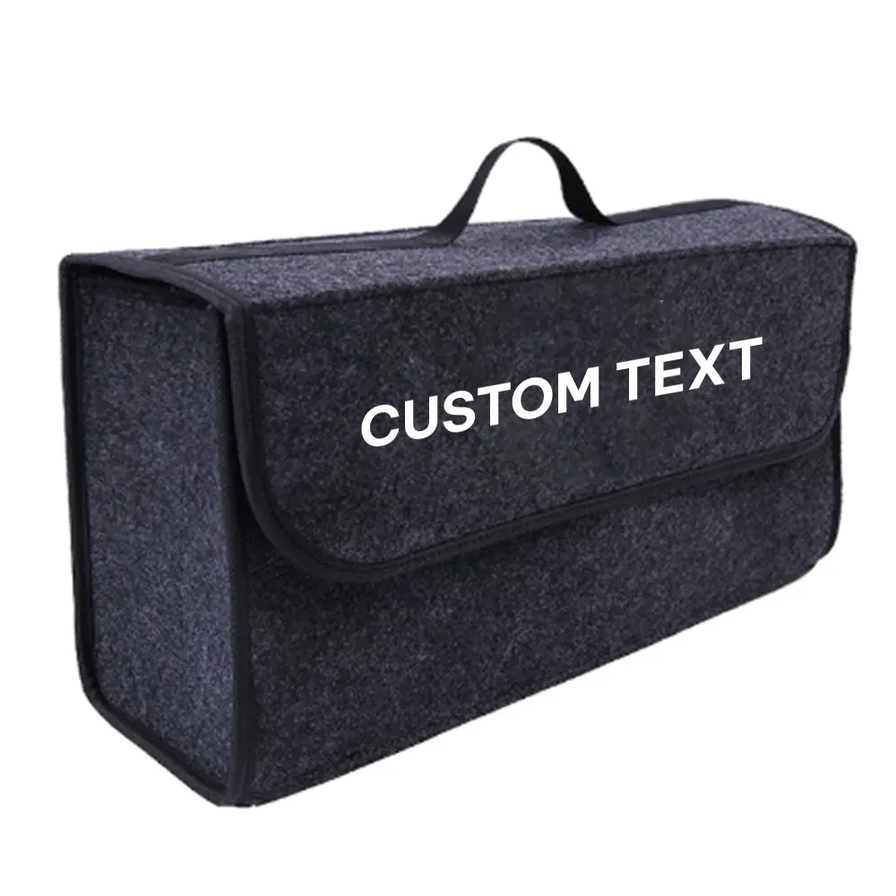 Custom Text For Soft Felt Car Bag Organizer, Compatible with All Cars, Folding Car Storage Box Non Slip Fireproof Car Trunk Organizer HA12990