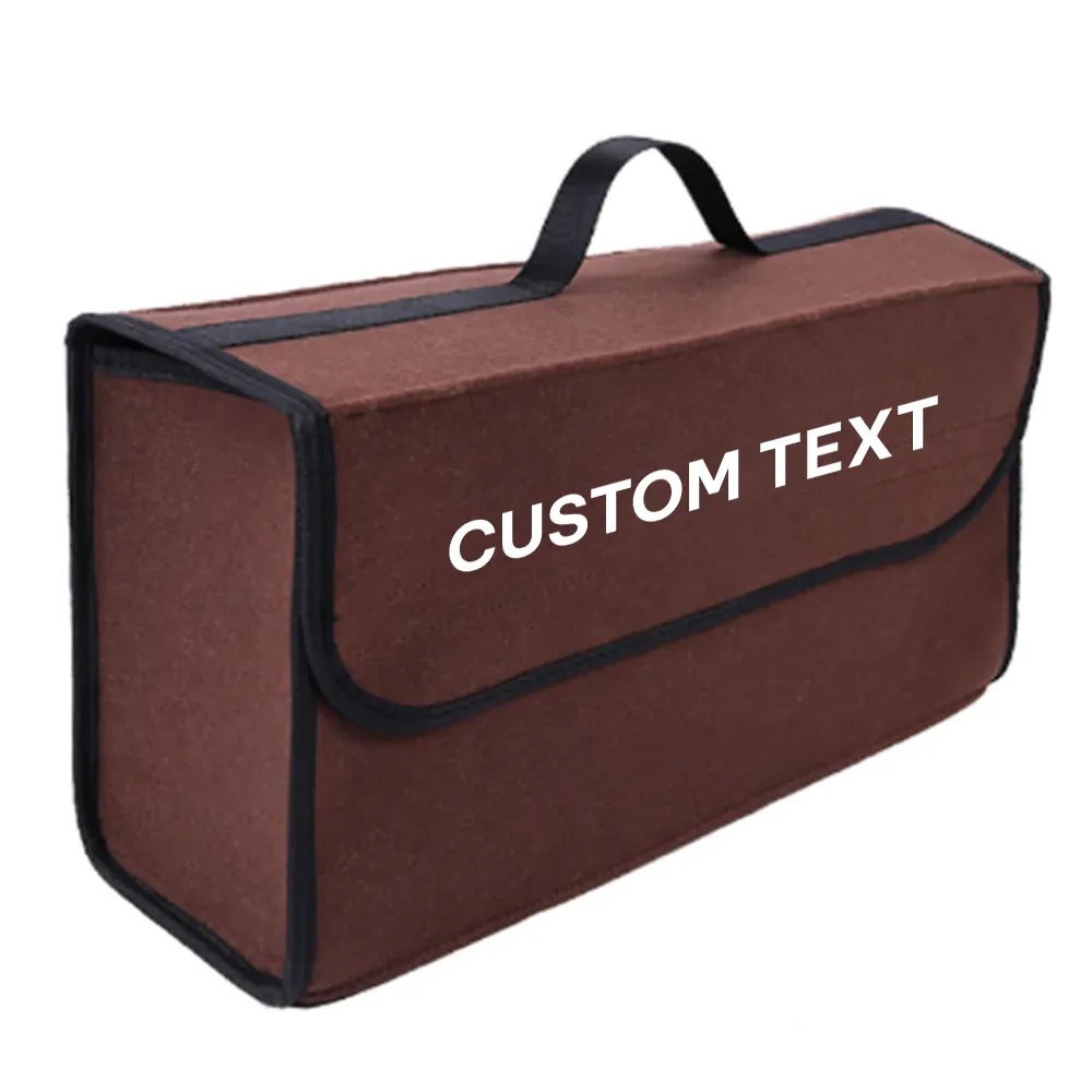 Custom Text For Soft Felt Car Bag Organizer, Compatible with All Cars, Folding Car Storage Box Non Slip Fireproof Car Trunk Organizer HA12990