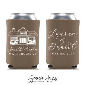 Custom Venue Illustration - Wedding Can Cooler #191R