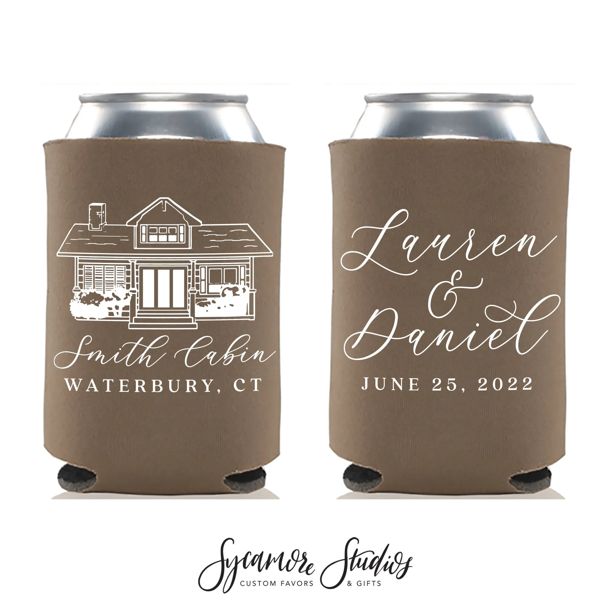 Custom Venue Illustration - Wedding Can Cooler #191R